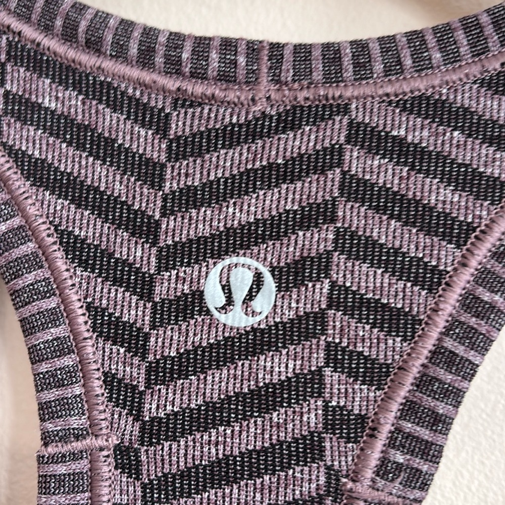 Lululemon Tank -  Logo Racerback Tank Size 2 Diagonal Stripe Knit